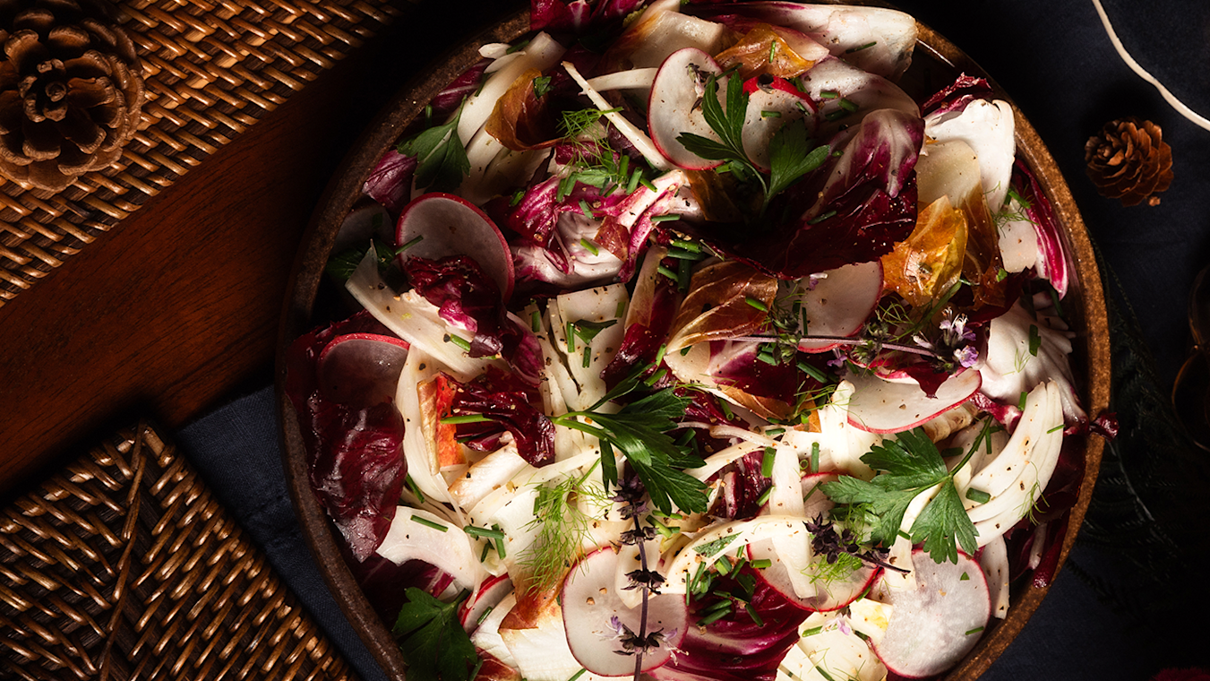 Crisp Chicory and Fennel Salad with Citrus-Anchovy Dressing