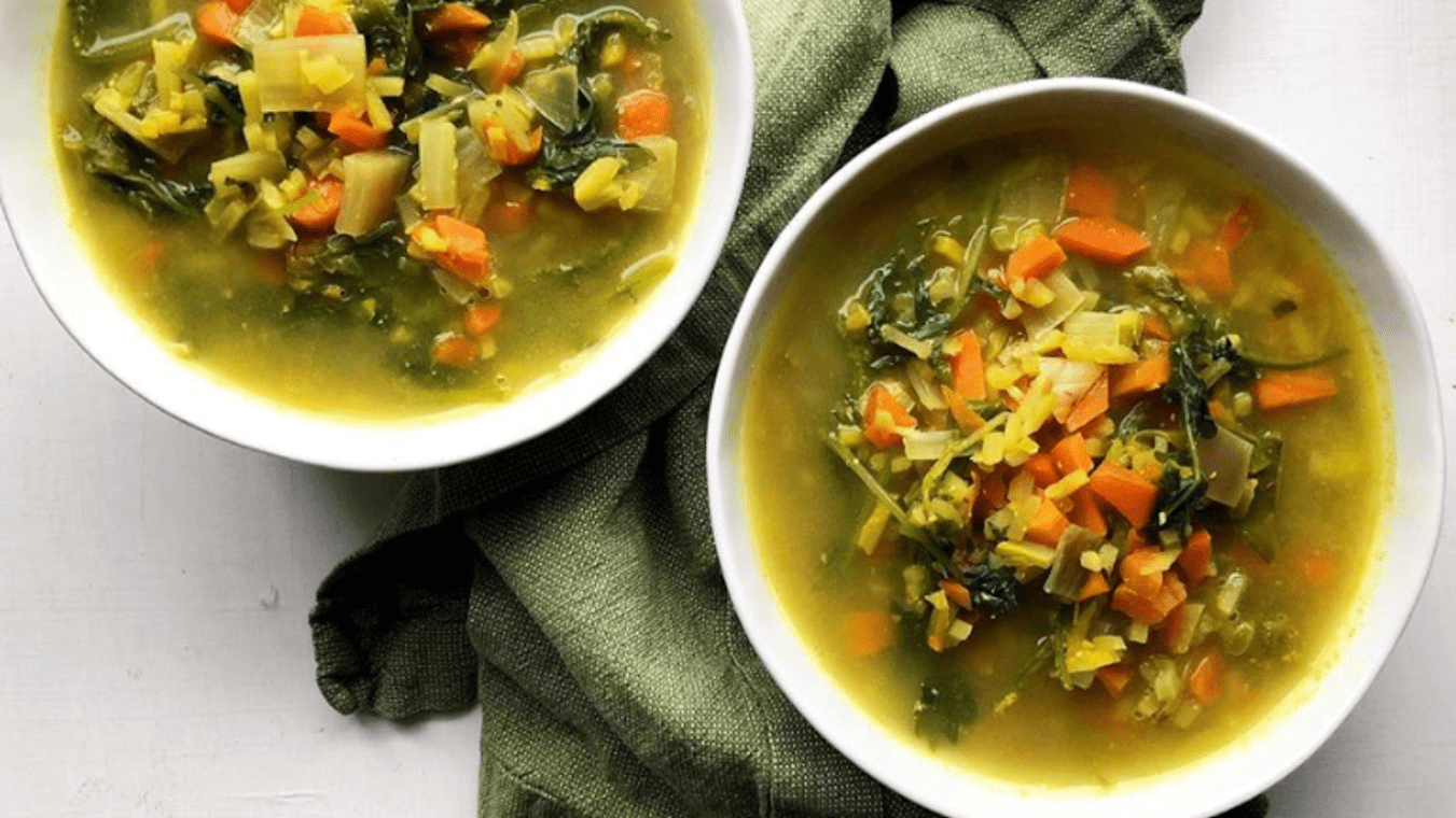 Curried Broccoli, Rice, and Kale Soup - Lettuce Grow
