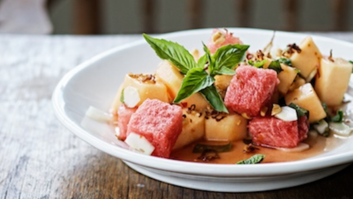 Melon & Cucumber Salad with Crispy Shallots, Peanuts and Thai Vinaigrette - Lettuce Grow