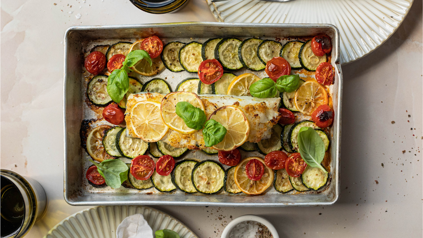 Sea Bass with Roasted Veggies - Lettuce Grow