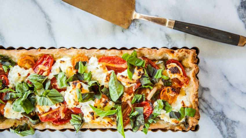 Tomato Tart with Chevre and Basil