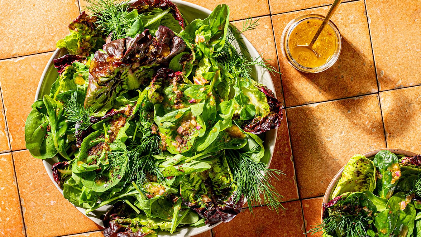 Big Leafy Salad with Tangy-Toasted Dressing - Lettuce Grow