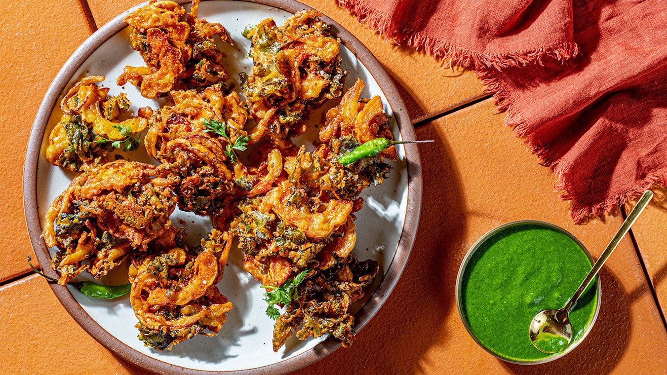 Delicata Squash & Kale Bhajis with Green Chutney - Lettuce Grow