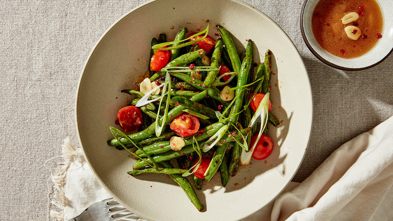 Adobo Green Beans & Scarlet Cherry Tomatoes