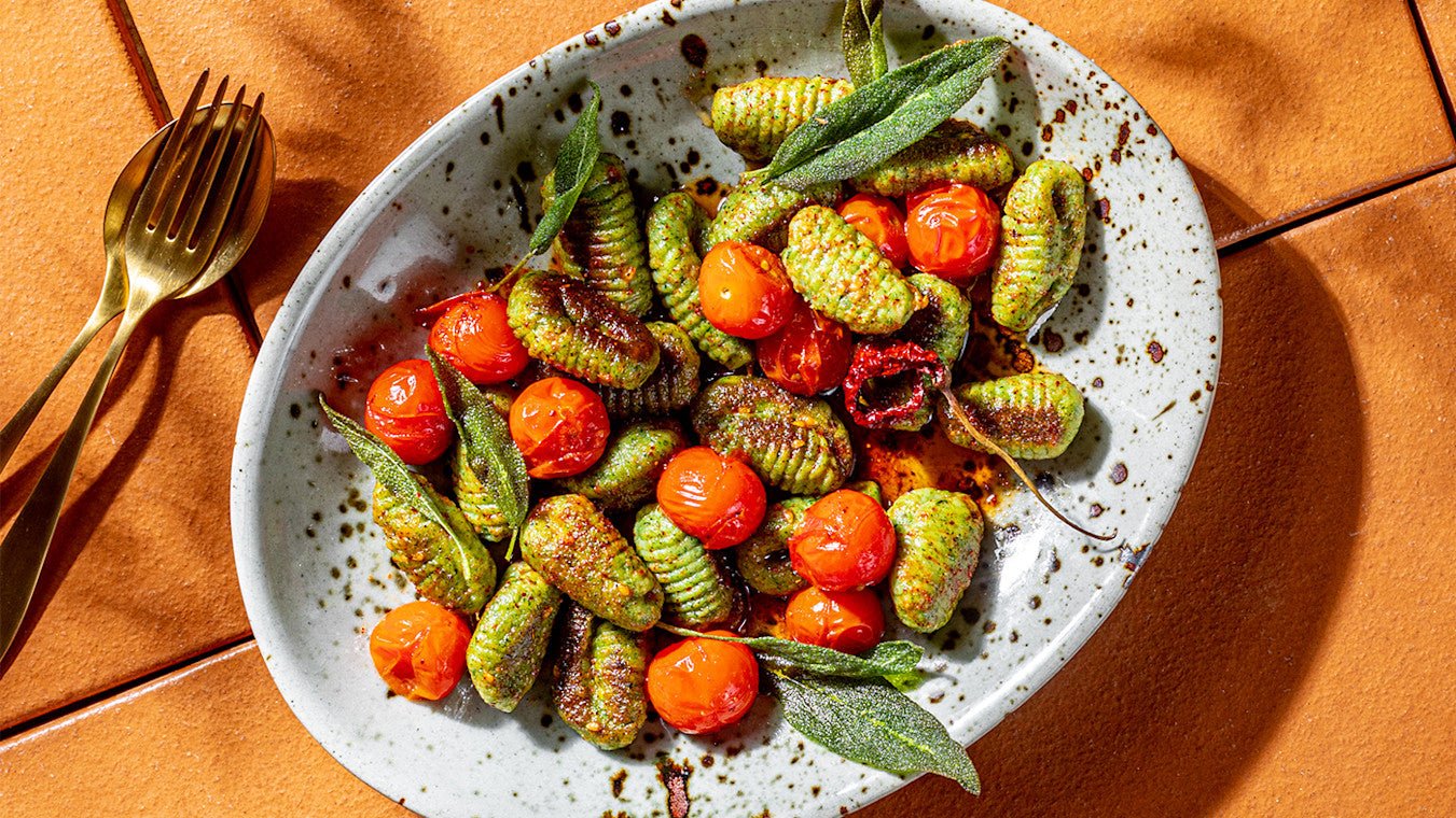 Spinach Gnocchi with Smoky Burst Tomatoes & Sage - Lettuce Grow