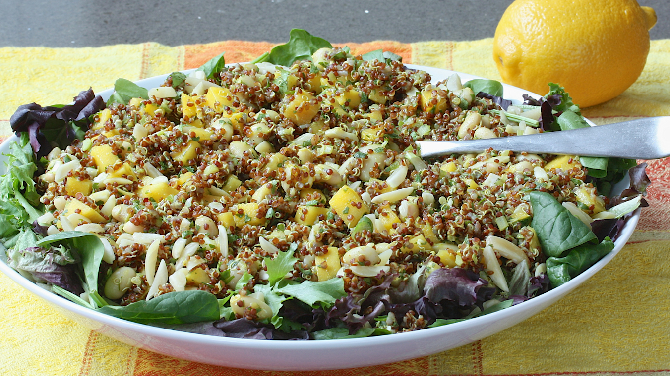 Curried Red Quinoa and Peach Salad - Lettuce Grow