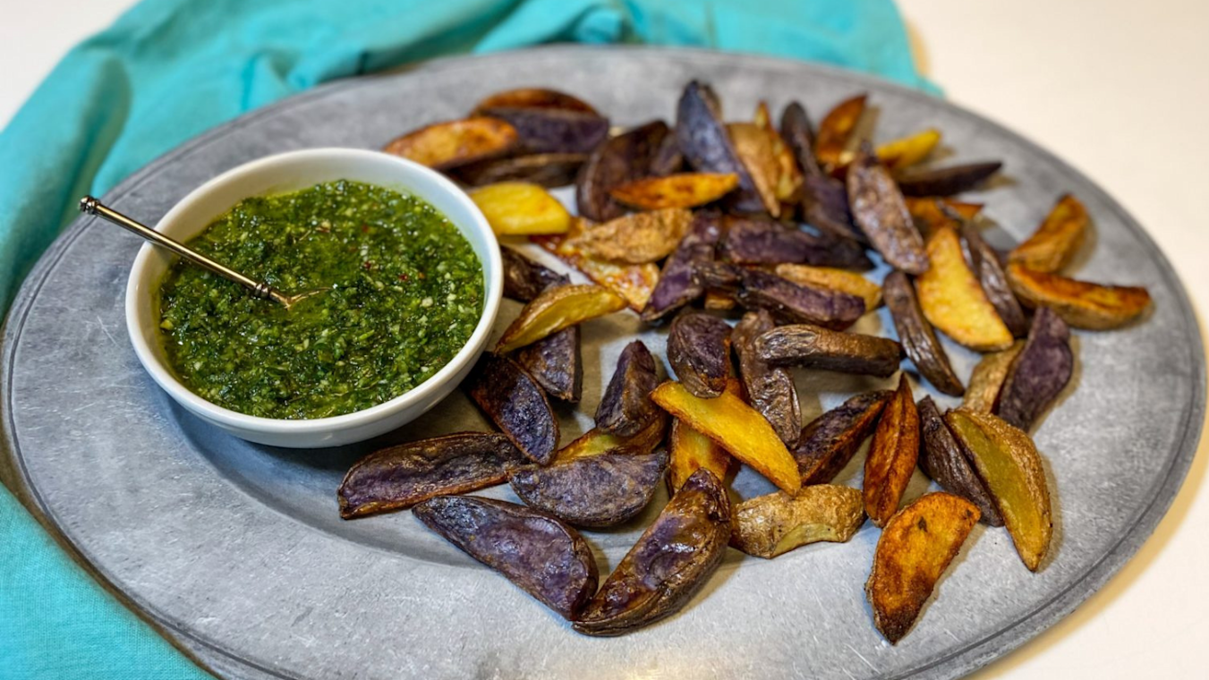 Roasted Potatoes with Chimichurri Dip - Lettuce Grow