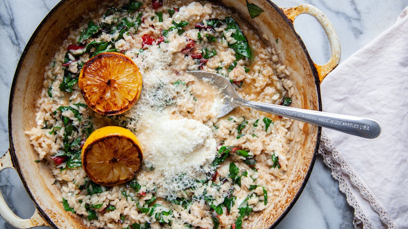 Chard Risotto With Ricotta & Charred Lemons - Lettuce Grow