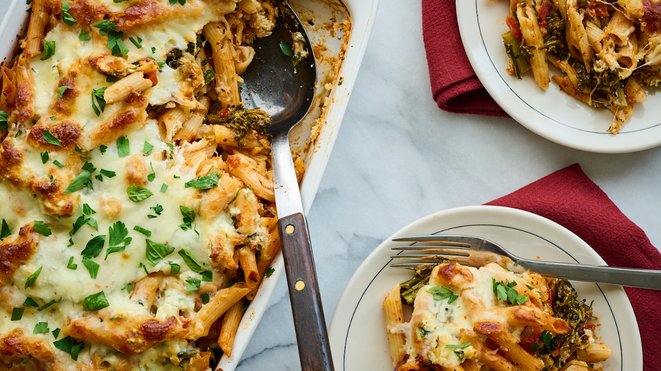 Cheesy Baked Penne with Broccoli Raab - Lettuce Grow