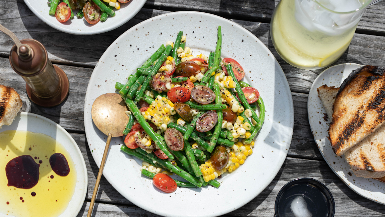 Tomato Tarragon Salad with Corn & Green Beans - Lettuce Grow