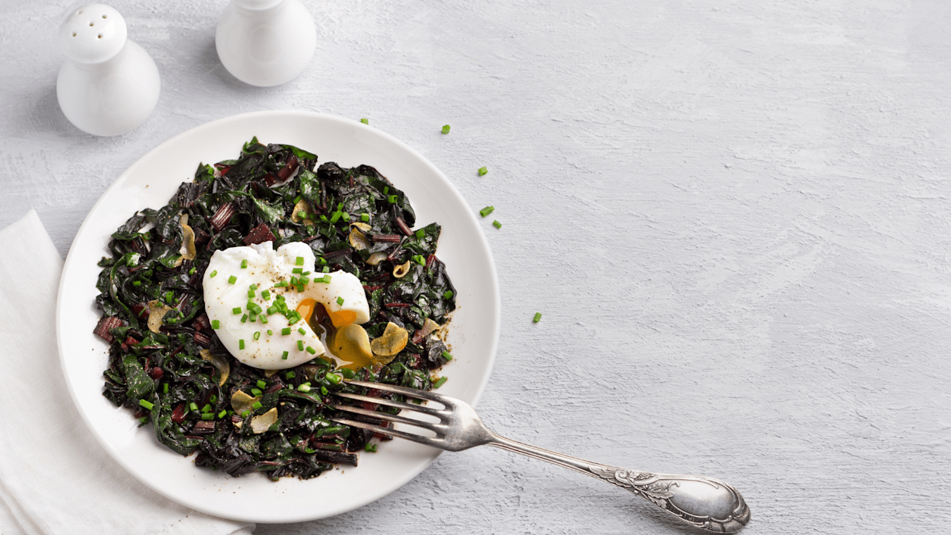 Braised Greens with Tomato Sauce and Farm Eggs - Lettuce Grow
