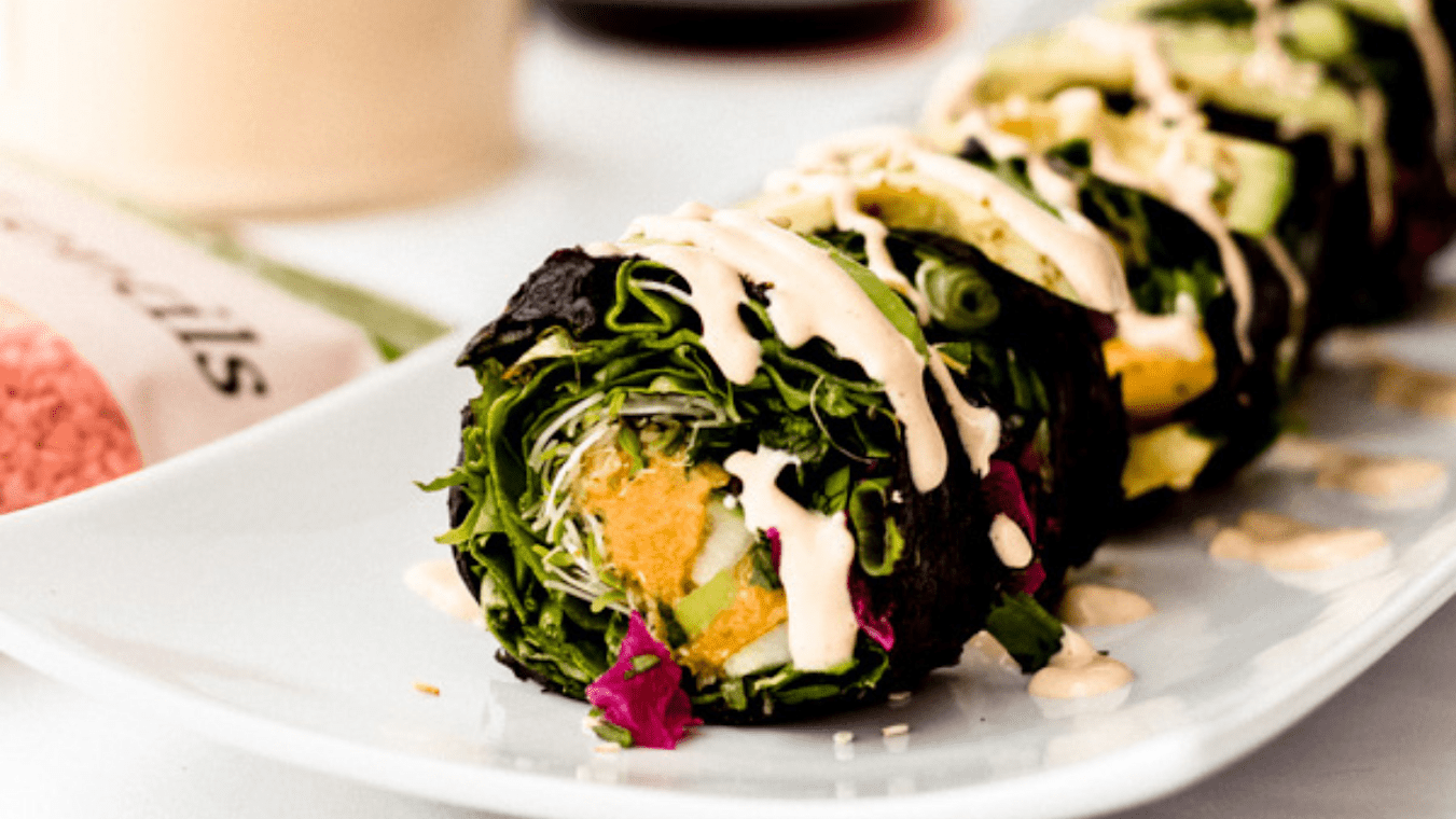 Smoky Red Lentil Rainbow Nori Roll - Lettuce Grow