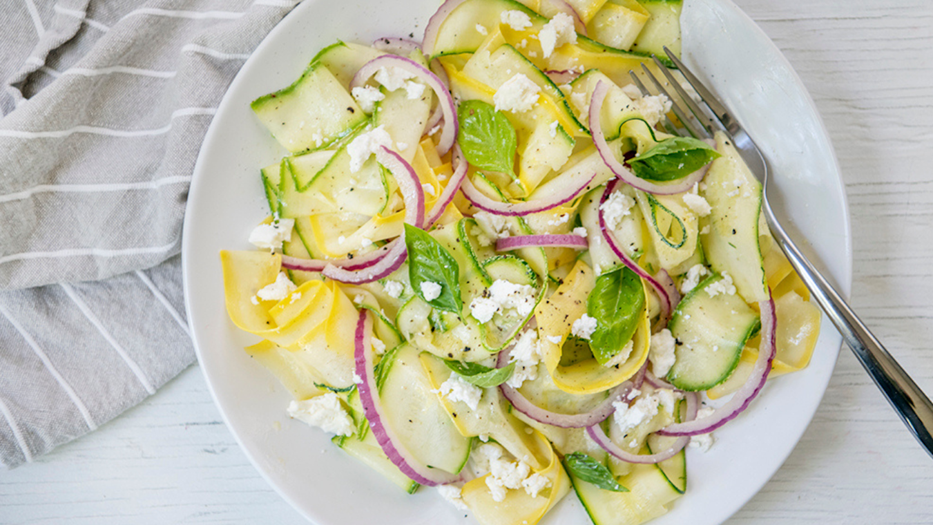 Shaved Summer Squash Salad with Basil and Feta - Lettuce Grow