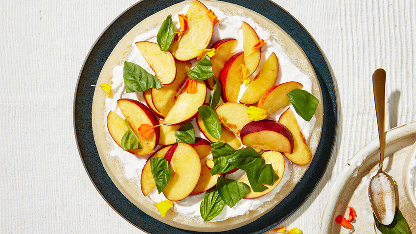 Peach Bibingka with Marigold & Genovese Basil