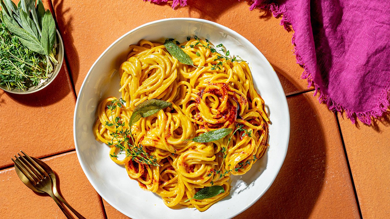 Butternut Miso Pasta with Thyme & Sage - Lettuce Grow