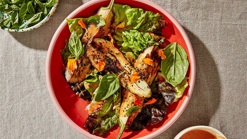 Charred Eggplant with Miso Tahini - Lettuce Grow