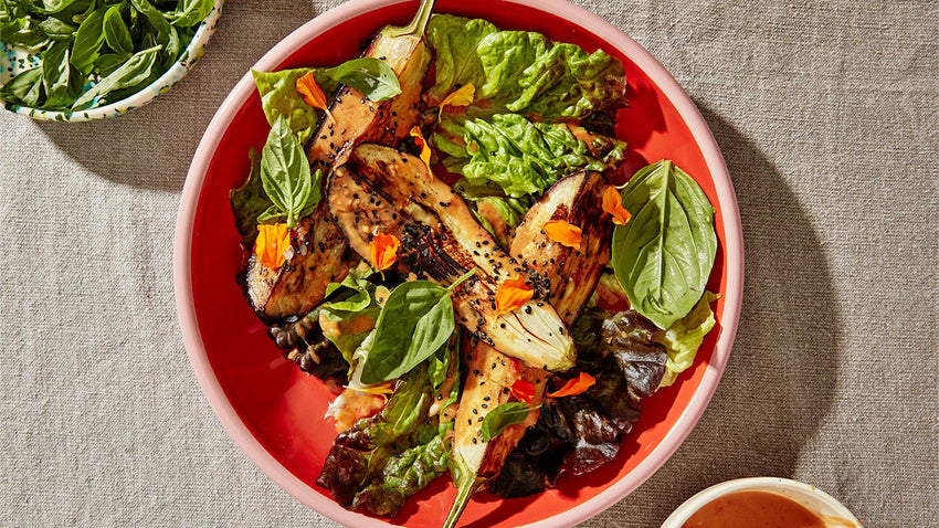 Charred Eggplant with Miso Tahini - Lettuce Grow