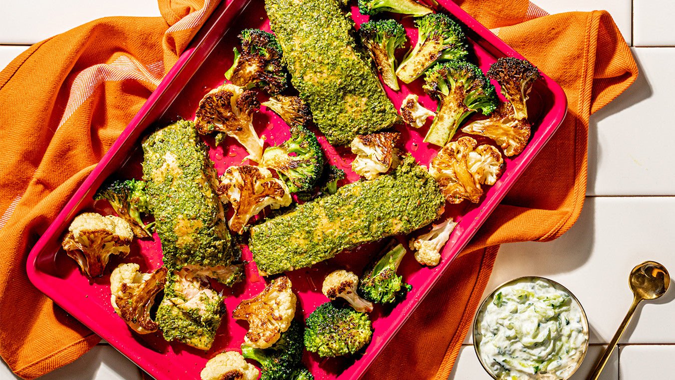 Green Chutney Salmon & Vegetables with Cucumber Raita - Lettuce Grow