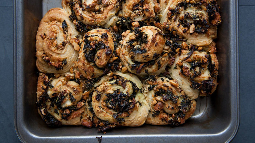 Kale & Parmesan Pastry Snails - Lettuce Grow